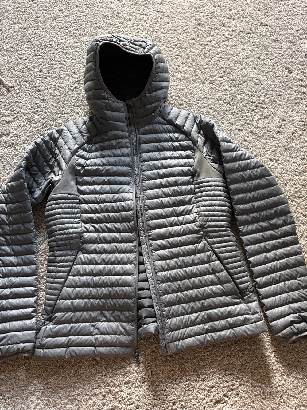 Eddie Bauer Gray Quilted Packable Jacket with Hood